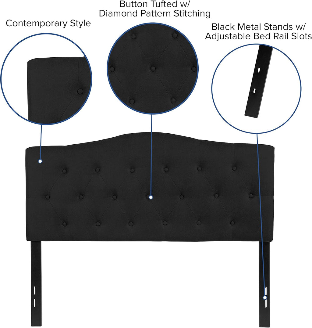 Flash Furniture Cambridge Tufted Upholstered Full Size Headboard in Black Fabric