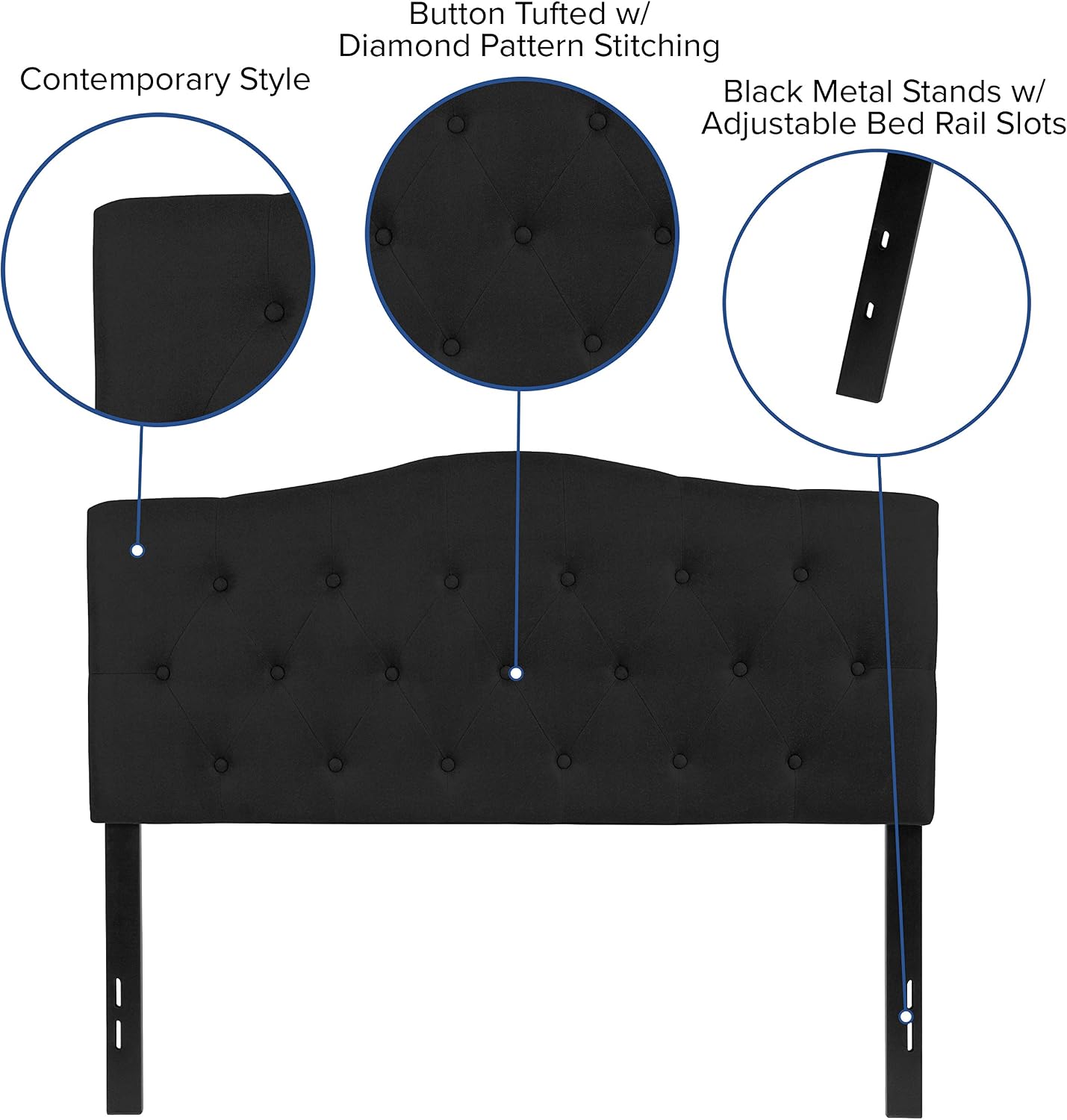 Flash Furniture Cambridge Tufted Upholstered Full Size Headboard in Black Fabric