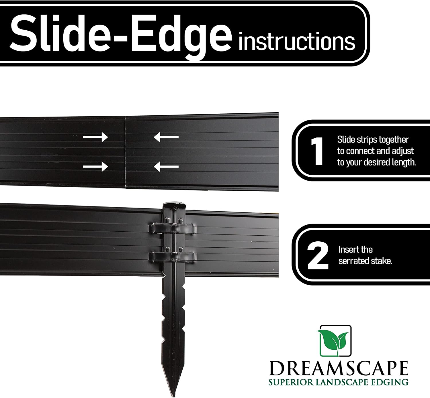 Dreamscape SlideEdge Aluminum Landscape Edging - 15 Strips, 7'10'ft Each (117.5ft Total), Mill Finish - Professional Quality Landscaping Border, Metal Divider for Lawn, Garden, Flowerbed