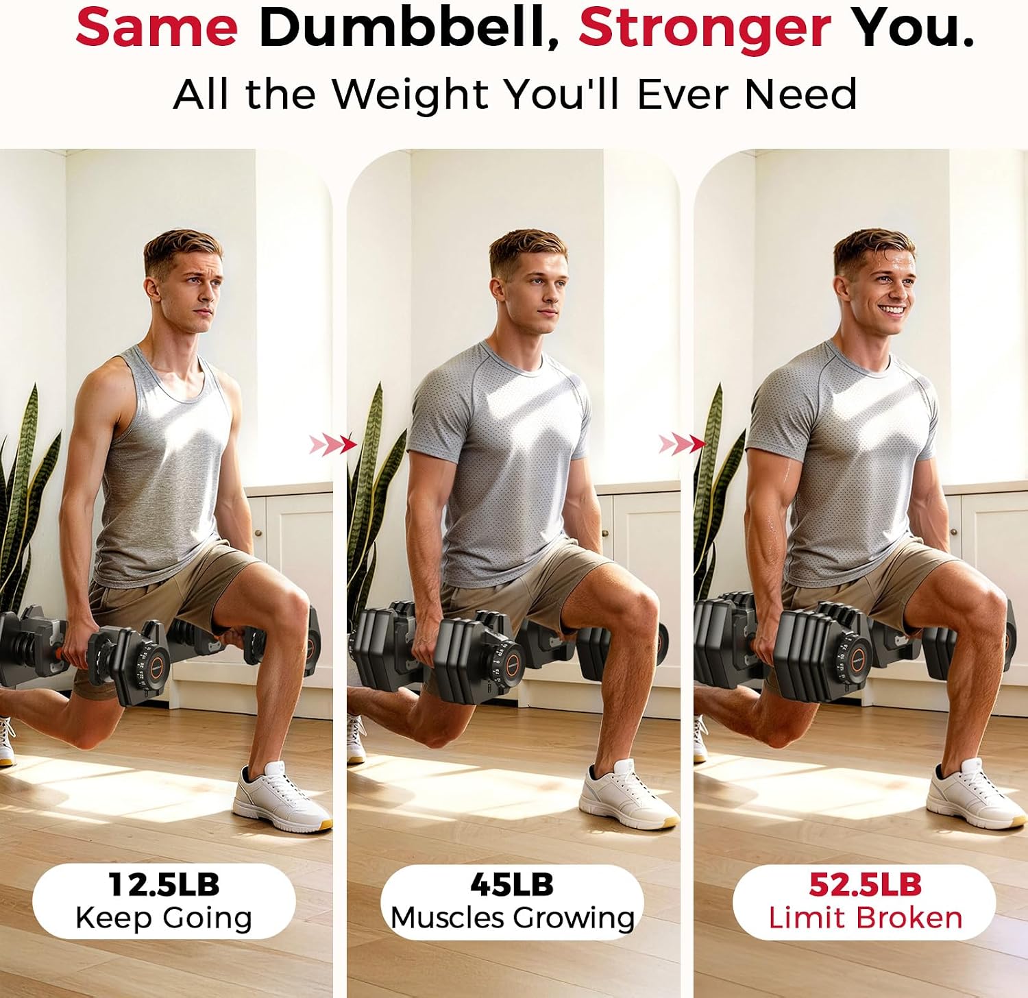 FEIERDUN DB1 QuickDial Adjustable Dumbbell Set, 15-in-1 Adjustable Weights with Storage Box & App, 105lb/52.5lb Quick Change for Drop Set, Superset & HIIT Home Gym, Non-Slip Handles, 3-year Aftersale Service