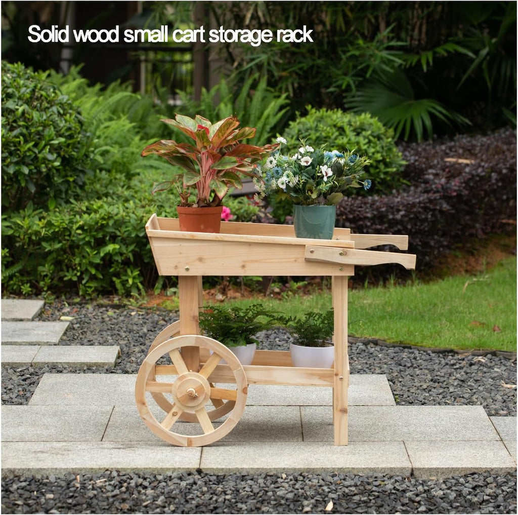 Potting Bench Table，Outdoor Potting Bench Table, Movable Cart Wooden Gardening Table ，w/Storage Shelf Flower Pot Bench for Garden, Patio, Greenhouse