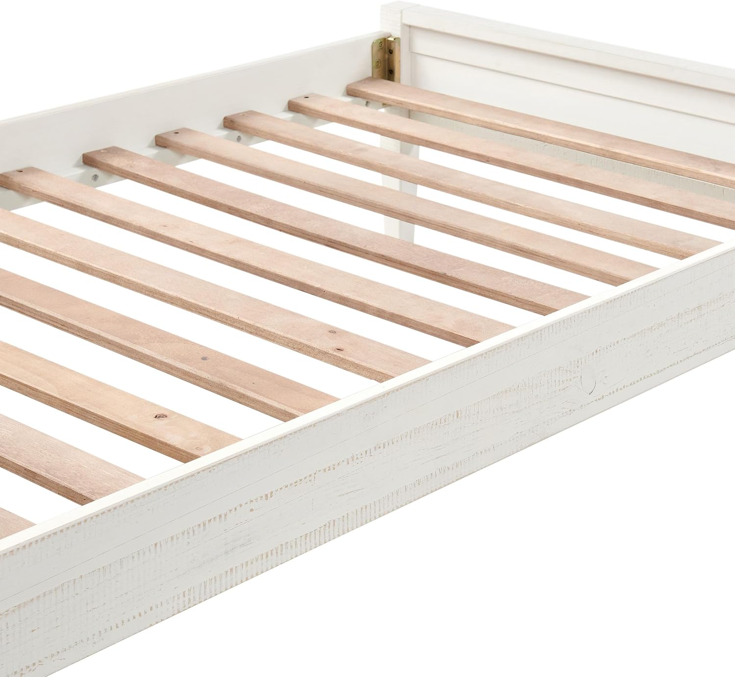 Alaterre Furniture Windsor Bed Frame with Headboard and Footboard - Solid Wood Twin Platform Bed Frame with Wood Slat Support - No Box Spring Needed, Easy Assembly (White Driftwood, Panel Headboard)