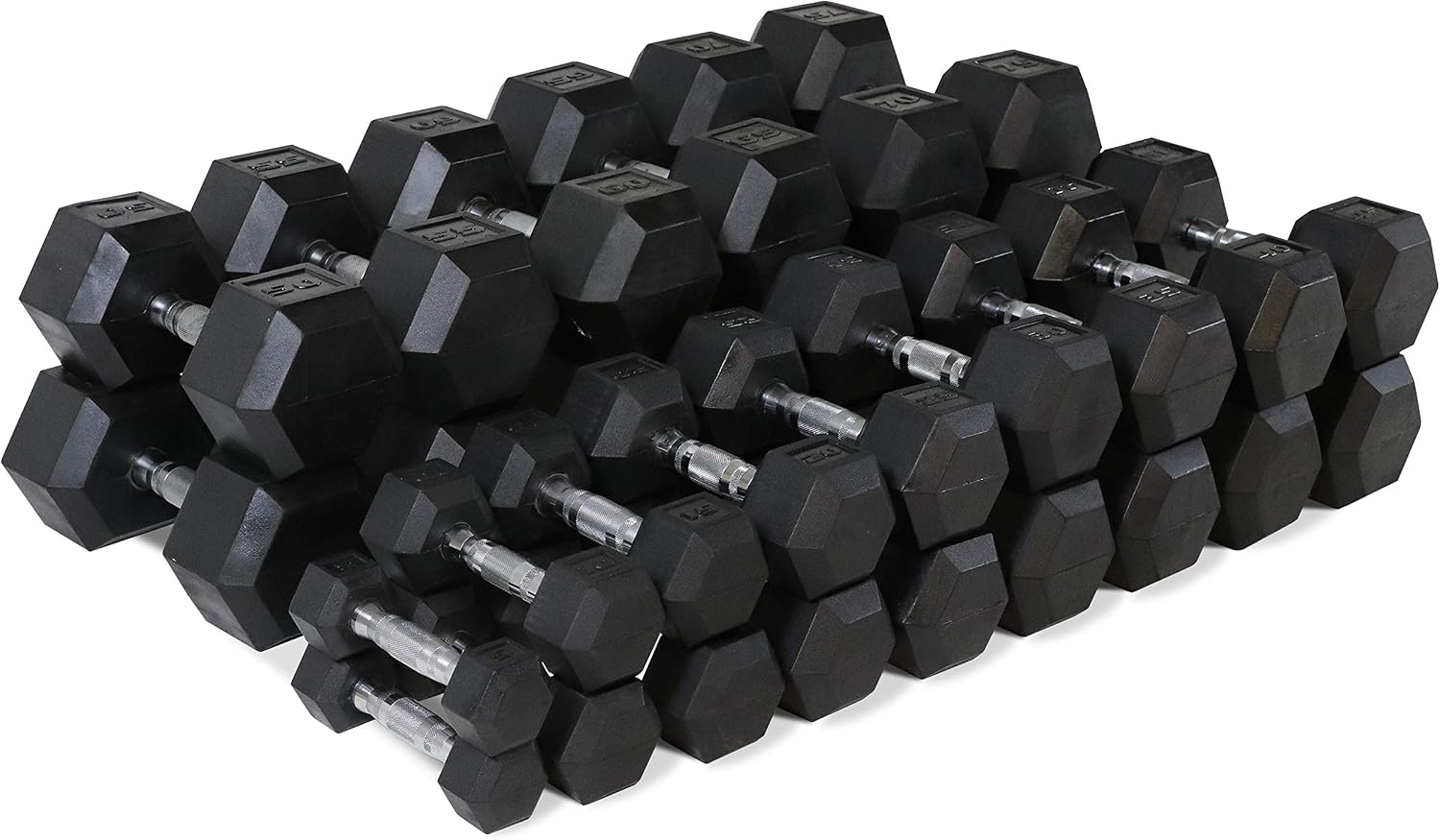 WF Athletic Supply Rubber Coated Solid Steel Cast-Iron Pair Dumbbells, Rubber Hex Dumbbells, Hex Weights Dumbbells for Muscle Toning, Full Body Workout, Home Gym Dumbbells, Pair