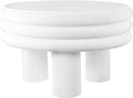 JONATHAN Y Rashida 13.5' Ribbed Polyresin Indoor Outdoor Table, White | Contemporary Curvy Minimalist Silhouette, Stacked Ring Motif, Tripod Pillar Base, Weather Resistant, Frosted Finish
