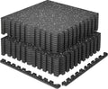 SUPERJARE 0.79'' Extra-Thick Exercise Equipment Mats, 18 Pcs 72 Sq Ft Rubber Top Floor Tiles with High Density EVA Foam, Interlocking Gym Flooring for Home Gym, Workout Mat, Black/Grey
