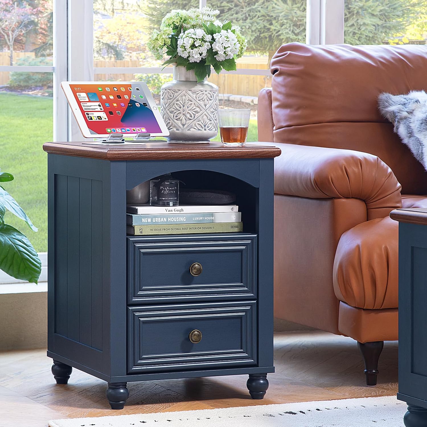 Farmhouse Dressers & Night Stand Set of 3, Wood 54' Wide Dresser & 43.5'Tall Chest of Drawers, 18' with Charging Station Nightstand, Bedroom Furniture 7 Drawer Dresser Set for Home Living Room Hallway