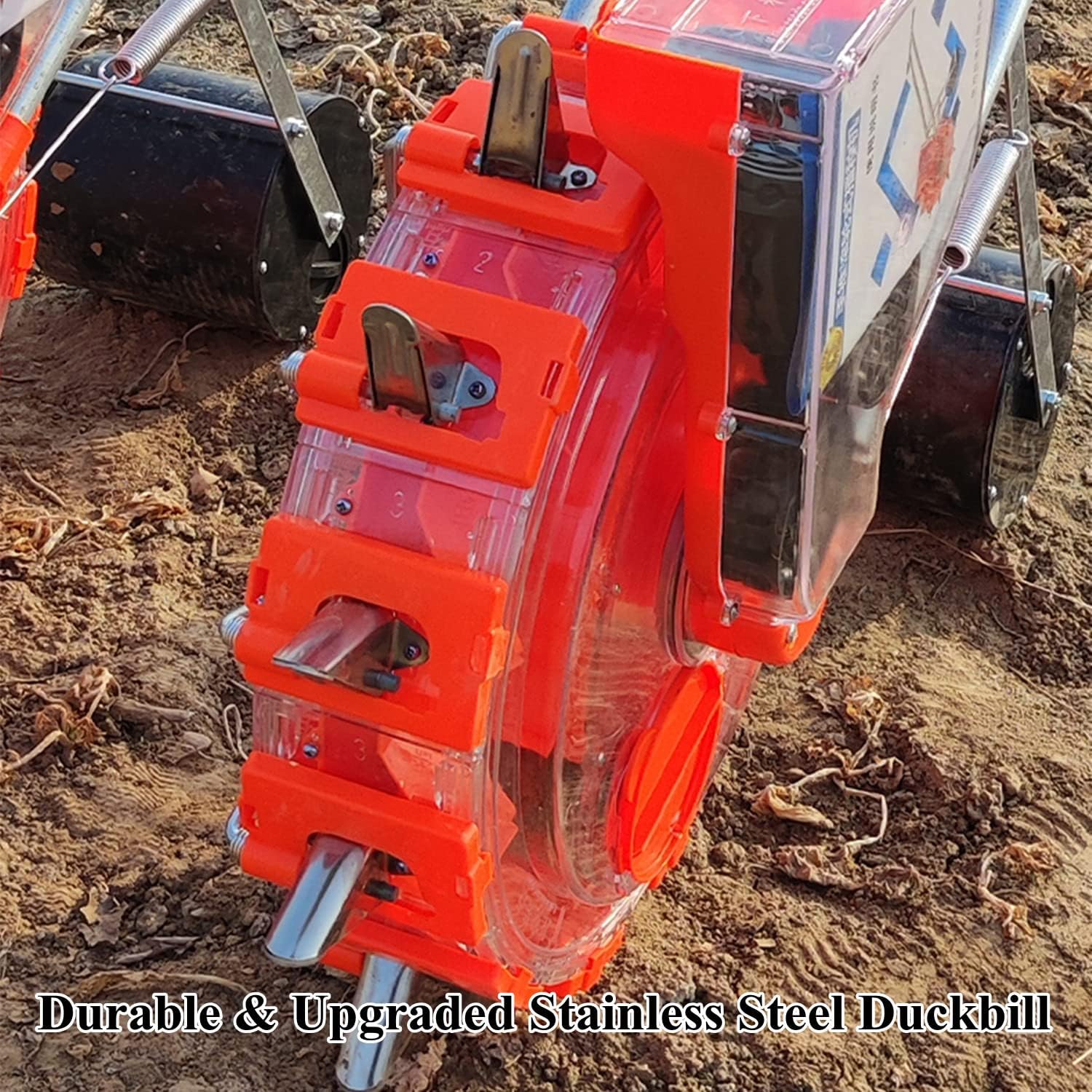 Portable Manual Seeder w/16 Seed Plates, Double Row Sowing Spreaders, Hand-Push Garden Seeder Roller Seeding and Fertilizer Applicator, Manual Planter for Lawn & Garden Planting,6 Mouths(