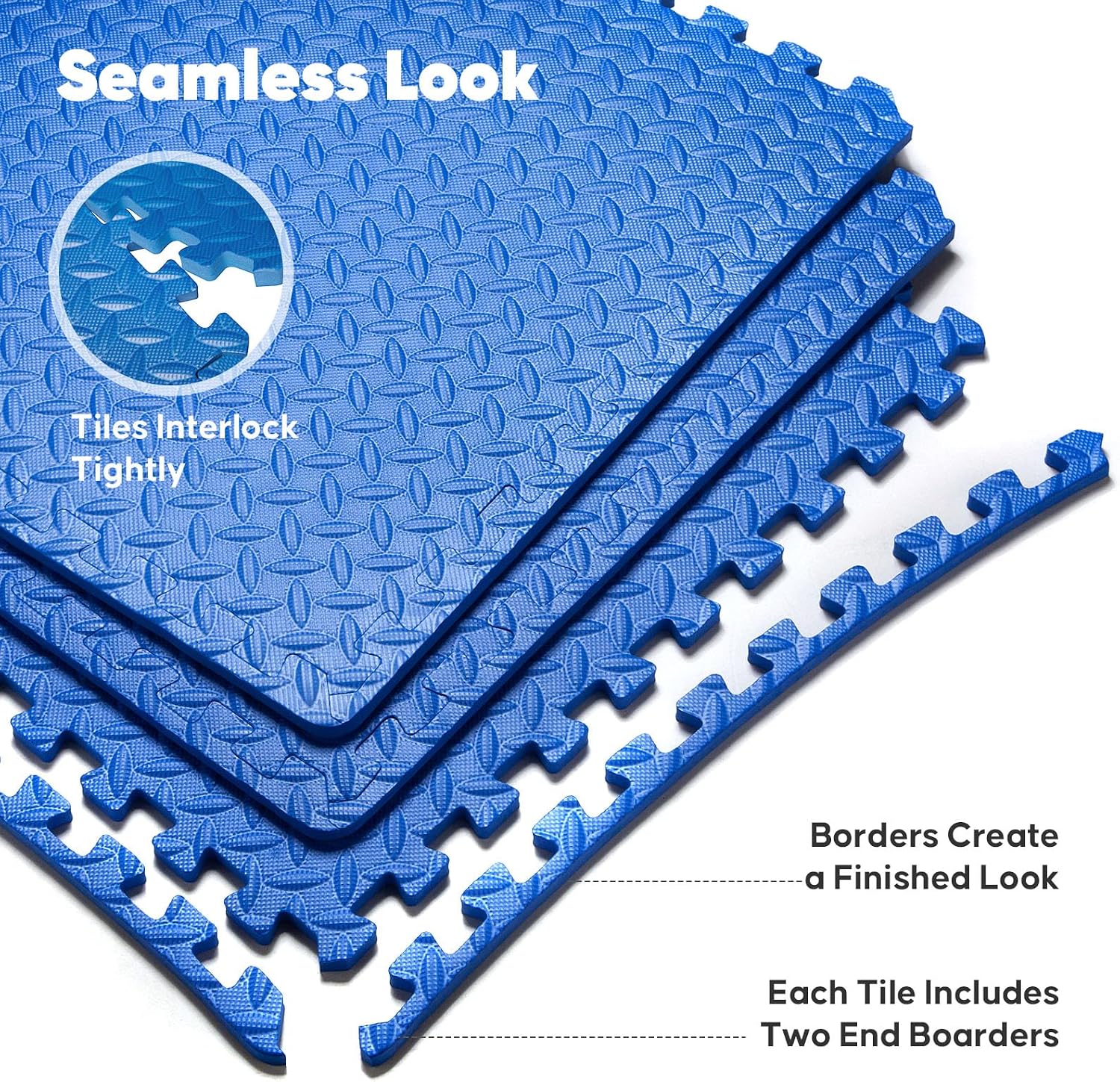 36 Pack Home Gym Mat, Puzzle Exercise Mat, EVA Interlocking Foam Floor Tiles for Home Workout Equipment and Kids' Play Areas -, 24 in x 24 in x ½ in, Blue 36 Tiles