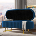 EcoHarbor Living 55.5' Storage Bench Ottoman End of Bed Bench Bedroom Bench, Upholstered Velvet Long Window Bench Large King Size with Gold Legs, Flipping Lid Entryway Footrest