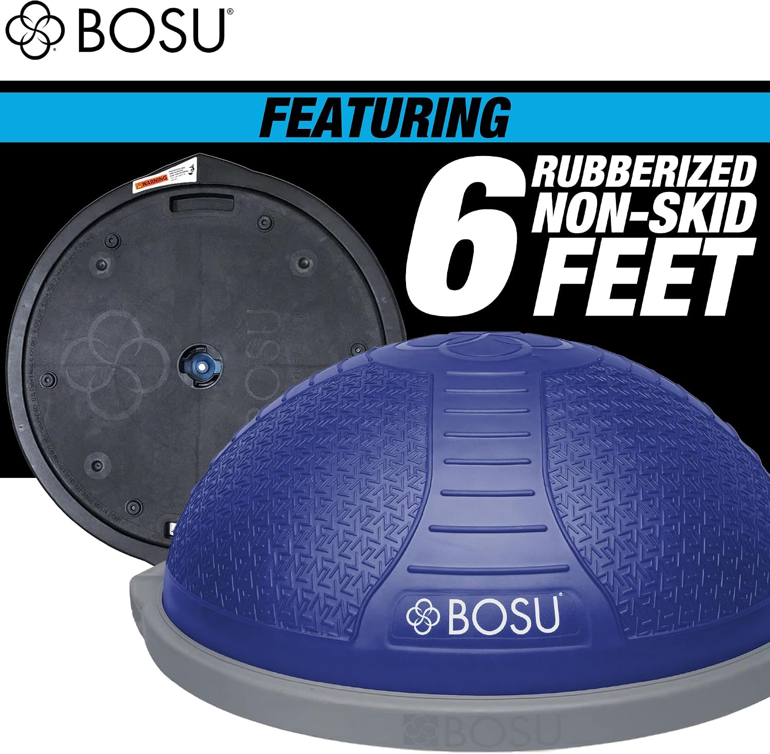 BOSU Nexgen Balance Trainer, Half-Ball Training Equipment, 65 cm Diameter, 300 lb Capacity - Burst-Resistant Stability Exercise Tool w/Non-Slip Base, Includes Hand Pump, Commercial-Grade