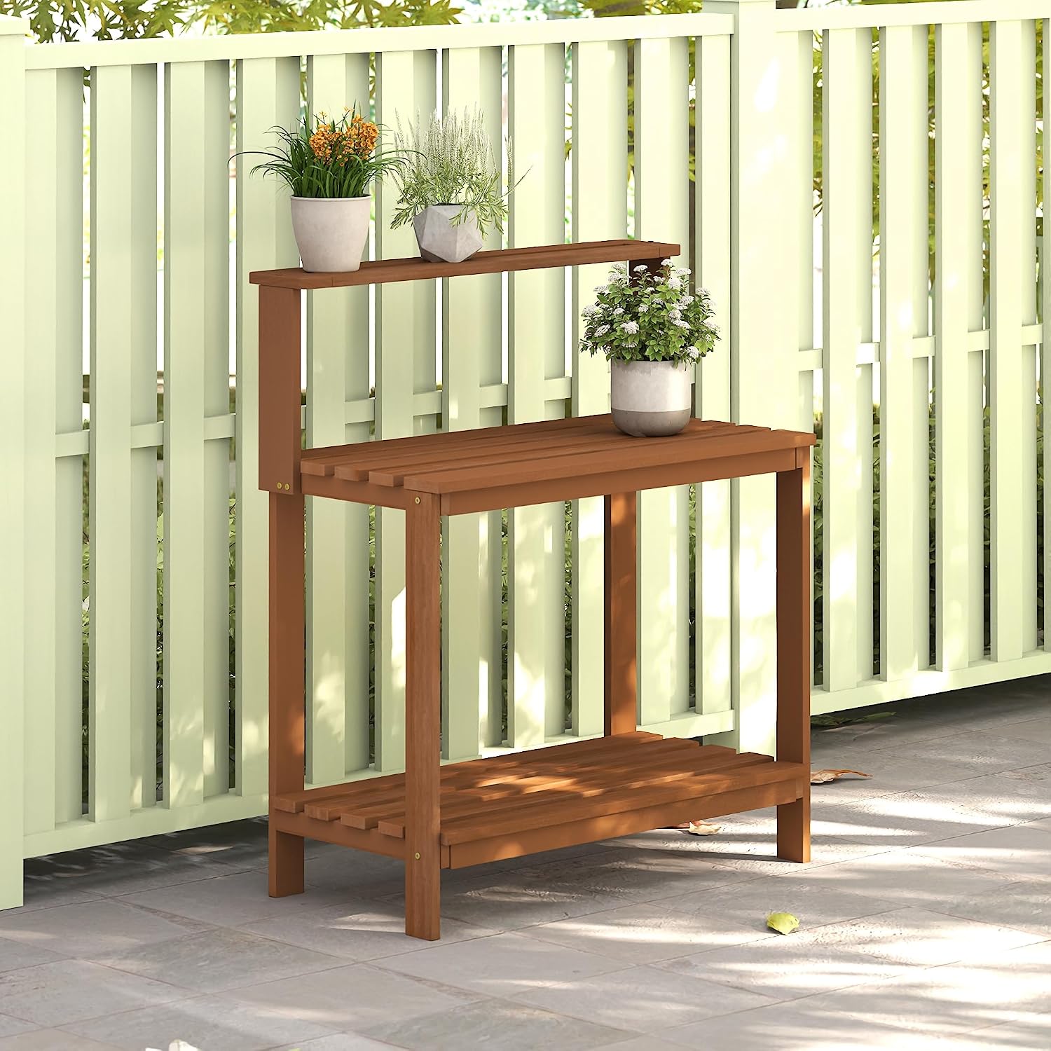 Aloe Potting Bench Table, Potting Work Table for Outdoor, Gardening, Porch, Natural