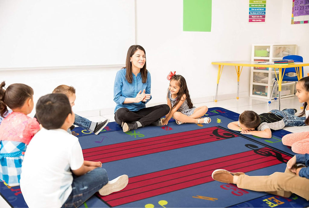 Flagship Carpets Fun with Music Colorful Musical Notes Classroom Educational Area Rug for Kids and Teachers, Durable Quality for Schools, Preschool, Daycare, Learning Centers, 10'6' x 13'2'