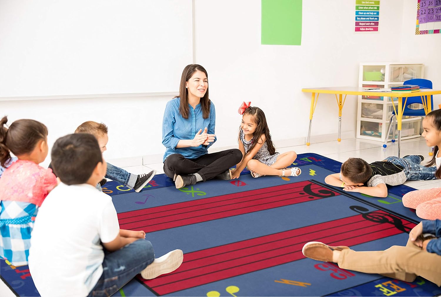 Flagship Carpets Fun with Music Colorful Musical Notes Classroom Educational Area Rug for Kids and Teachers, Durable Quality for Schools, Preschool, Daycare, Learning Centers, 10'6' x 13'2'