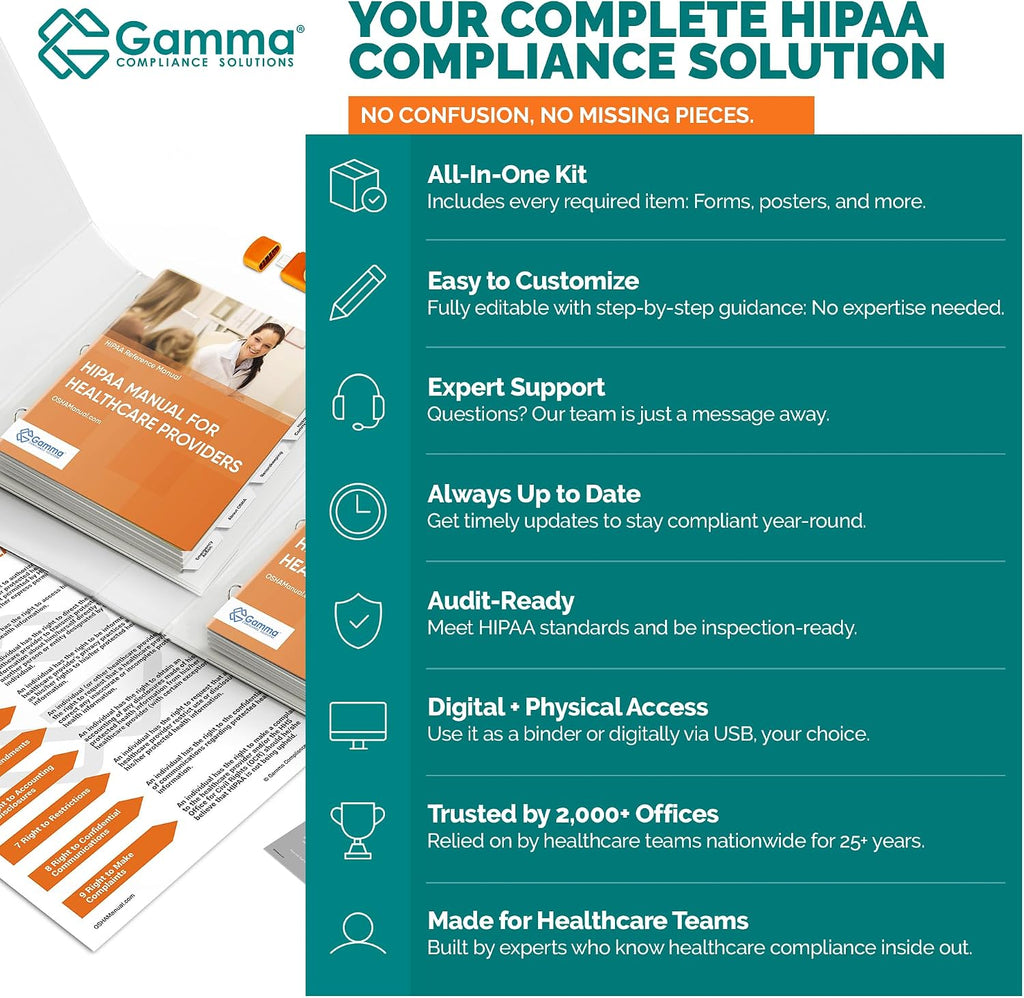 HIPAA Package for Medical and Dental Offices Including Regulations and Standards Manual (hardcopy) + Policies and Forms (hardcopy and USB) + Training Outline and Test + Resource USB + Posters
