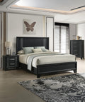 Contemporary 3pc Beautiful Charcoal Finish Full Size Panel Bed Wooden Bedroom Furniture Set