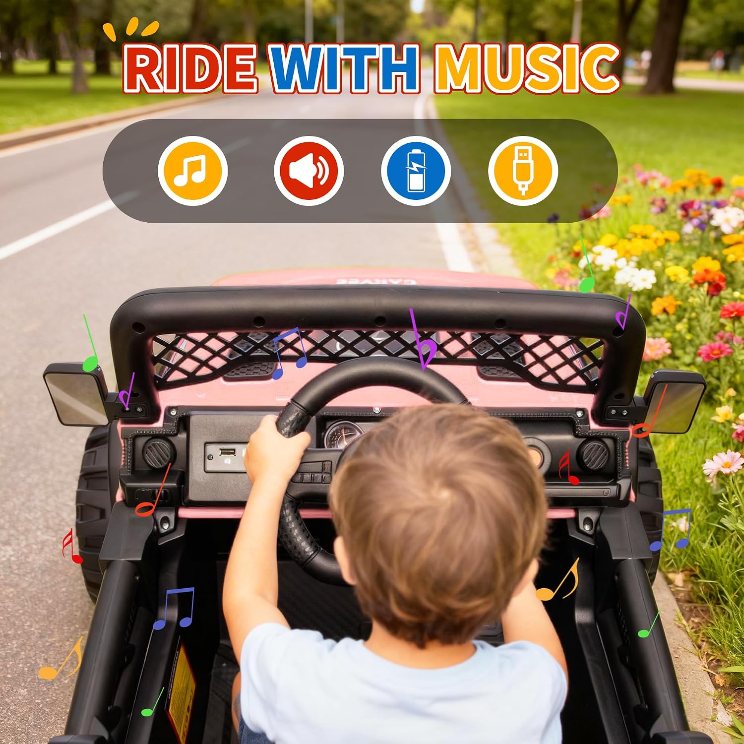 12V Ride on Truck，Kids Electric Car with Parent Remote Control| Features 3 Speeds Up to 6MPH, 2 * 550w Moto, Safty Belt，Spring Suspension, LED Lights, Music for Children Aged 2-8 Years