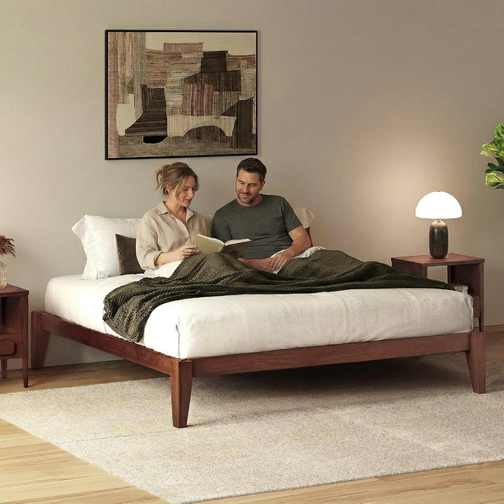 Thor Premium Solid Wood Bed Frame Full, Japanese Joinery Bed Frame with Wood Slat Support, Platform Bed, No Box Spring Needed, Easy Assembly, Minimalist & Modern Style (Mahogany)