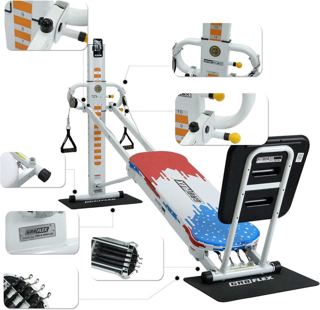 GR8FLEX Performance Gym for Total Over 100 Exercises, Multi-Functional Workout Machine, High Performance Strength Training, Cardio, and Full Body Fitness Equipment for Home Use