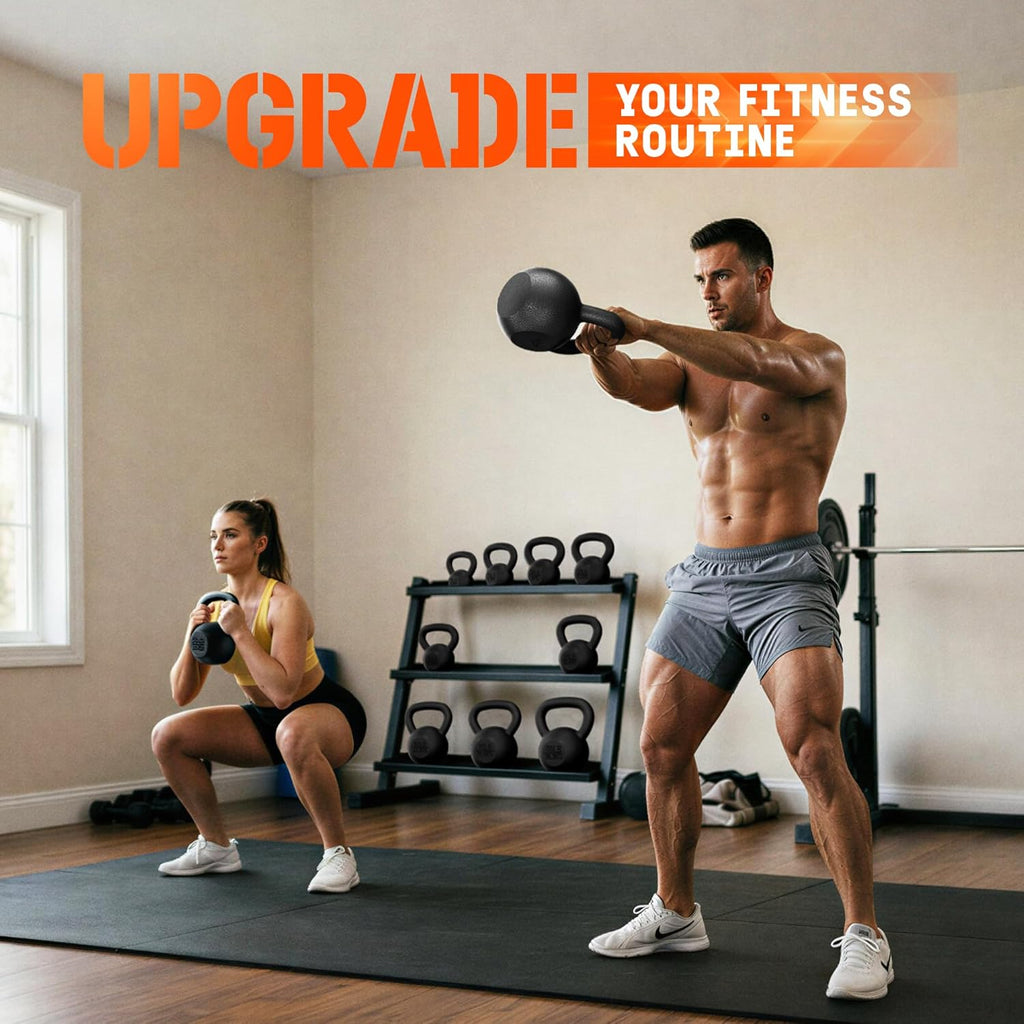 Yes4All Cast Iron Kettlebell, Strength Training Kettlebells 5-80 Lb (5,10,15,20,25,30,35,40,45,50,60,70,80 Lb) for Full Body Workout, Push up, Strength Training - Single & Kettlebell Set of 2 for Men