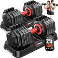 XDDIAS Adjustable Dumbbells Set of 2 for Strength Training, One-Hand Quick Adjust, 25/55/80/90 lbs Options, Anti-Slip Grip Handle, Compact Home Gym Weights for Men Women