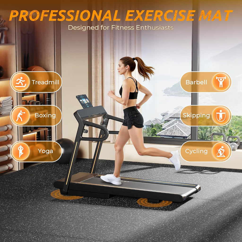 PRAISUN 0.6' Thicker Rubber Top Gym Flooring for Home Gym, 48 Pcs 192 Sq Ft Workout Mats, Exercise Mat, Interlocking Rubber Floor Mats with High Density EVA Foam for Garage, 24 x 24in, Black/Grey