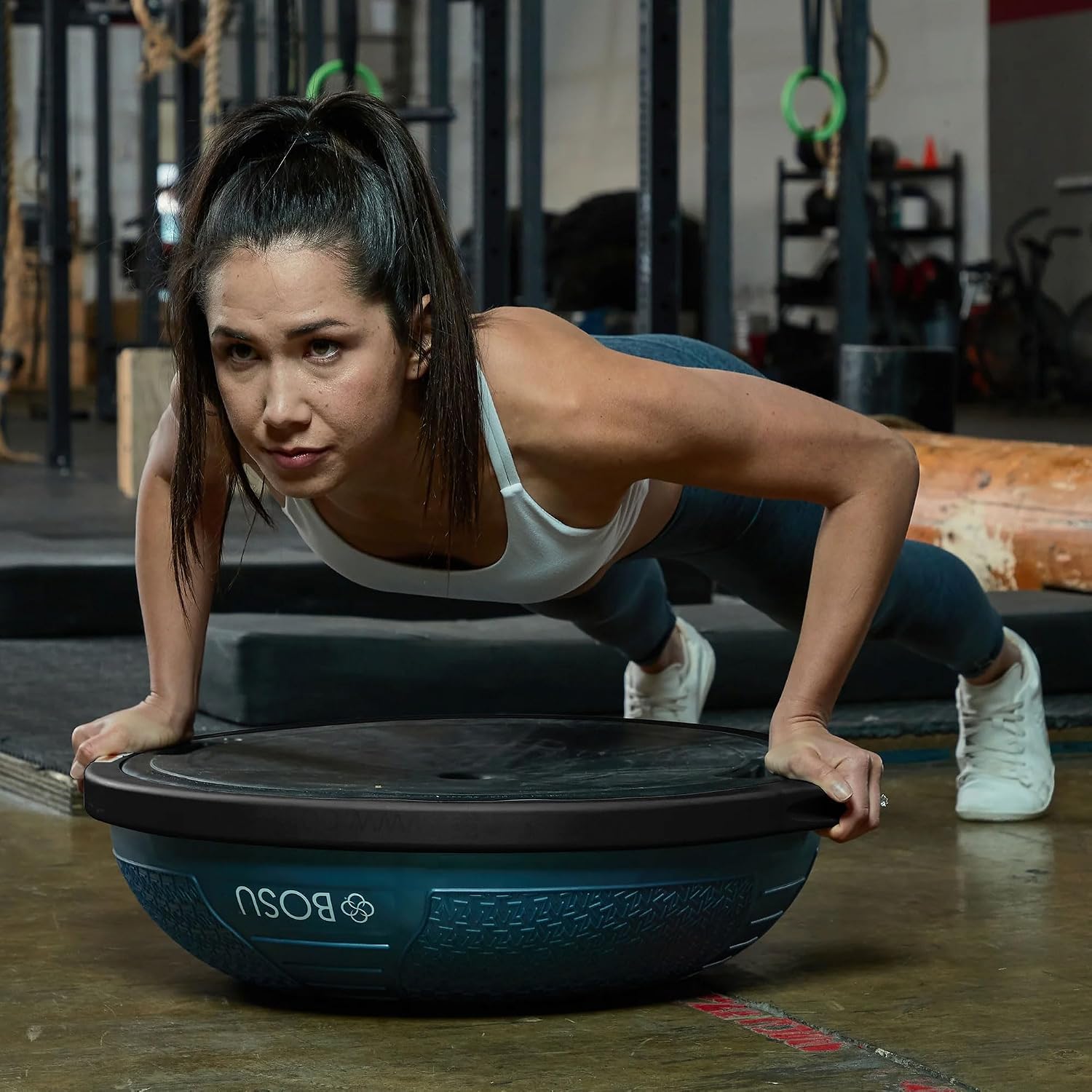 BOSU Nexgen Balance Trainer, Half-Ball Training Equipment, 65 cm Diameter, 300 lb Capacity - Burst-Resistant Stability Exercise Tool w/Non-Slip Base, Includes Hand Pump, Commercial-Grade