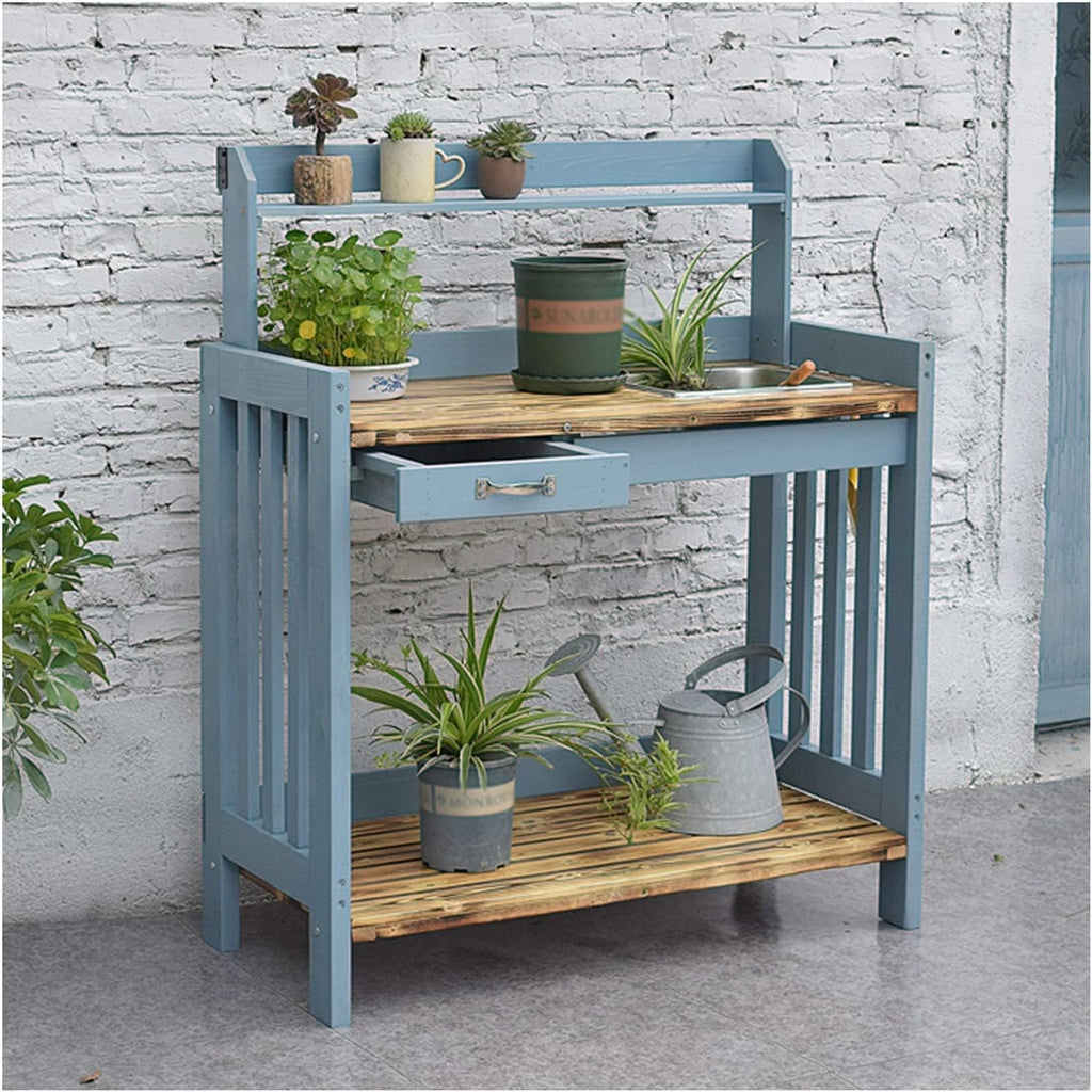 Plant Shelf, Plant Stand Indoor Outdoor, Garden Potting Bench Table, Tool Storage Rack,with Drawer/Adjustable Shelf Rack/Removable Sink