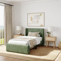 Plank+Beam Upholstered Twin Bed Frame with Rectangular Headboard, Upholstered Platform Bed, No Box Spring Needed, Easy Assembly, Green
