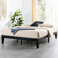Mellow Naturalista Classic 12 Inch Solid Wood Platform Bed with Wooden Slats, Full, Black