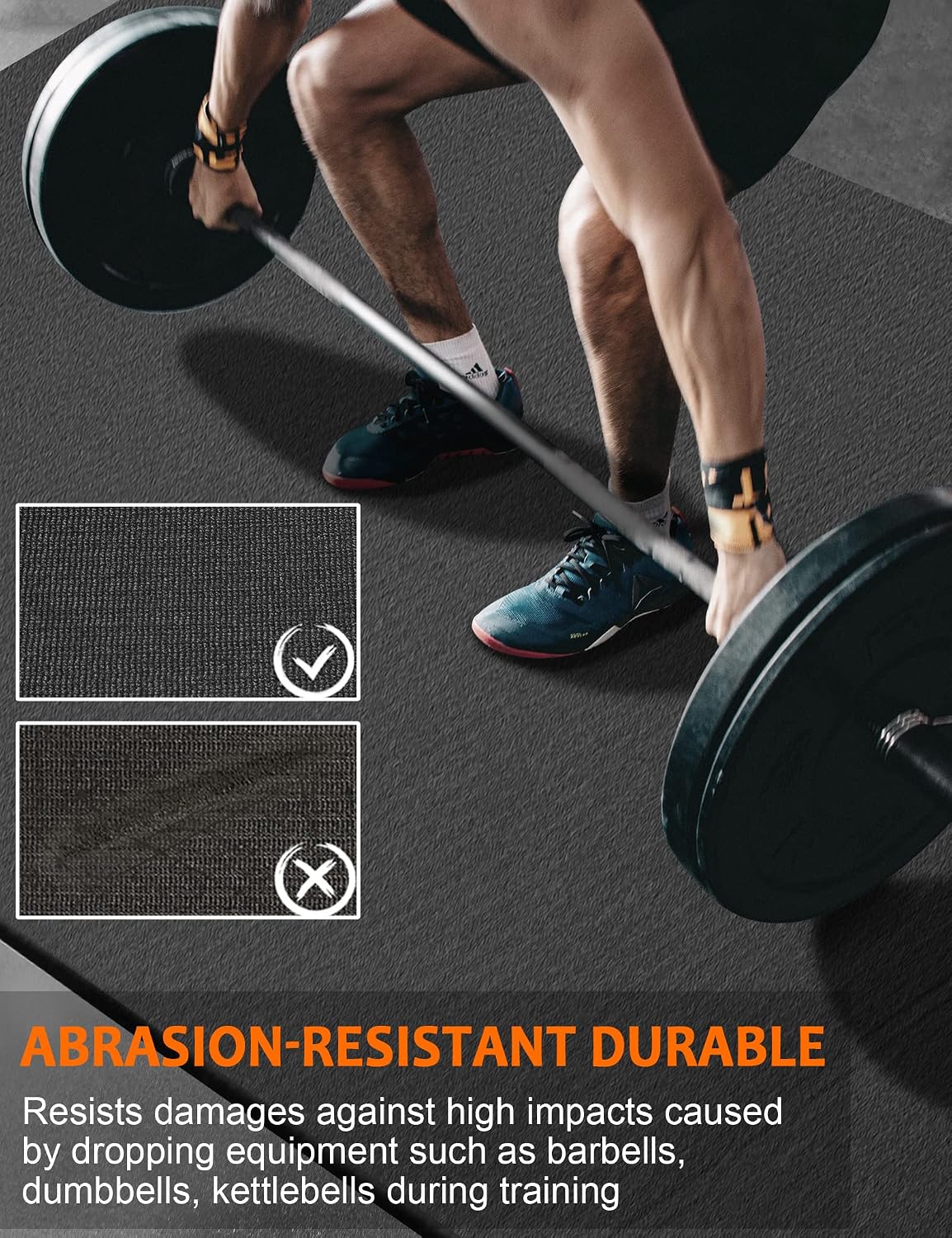 Large Exercise Mat 8'x5'|12'x6'|6'x4'|6'x2' Workout Mat for Home Gym Mats Exercise Heavy Duty Gym Flooring Fitness Mat Large Yoga Mat Cardio Mat for Weightlifting, Jump Rope, MMA, Shoe-Friendly