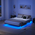 YORMDMO Floating Bed Frame King Size, Heavy Duty Bedframe with Smart LED Lights & Charging Station, Modern Metal Platform Bed, Easy Assembly No Box Spring Needed, 8 Inch