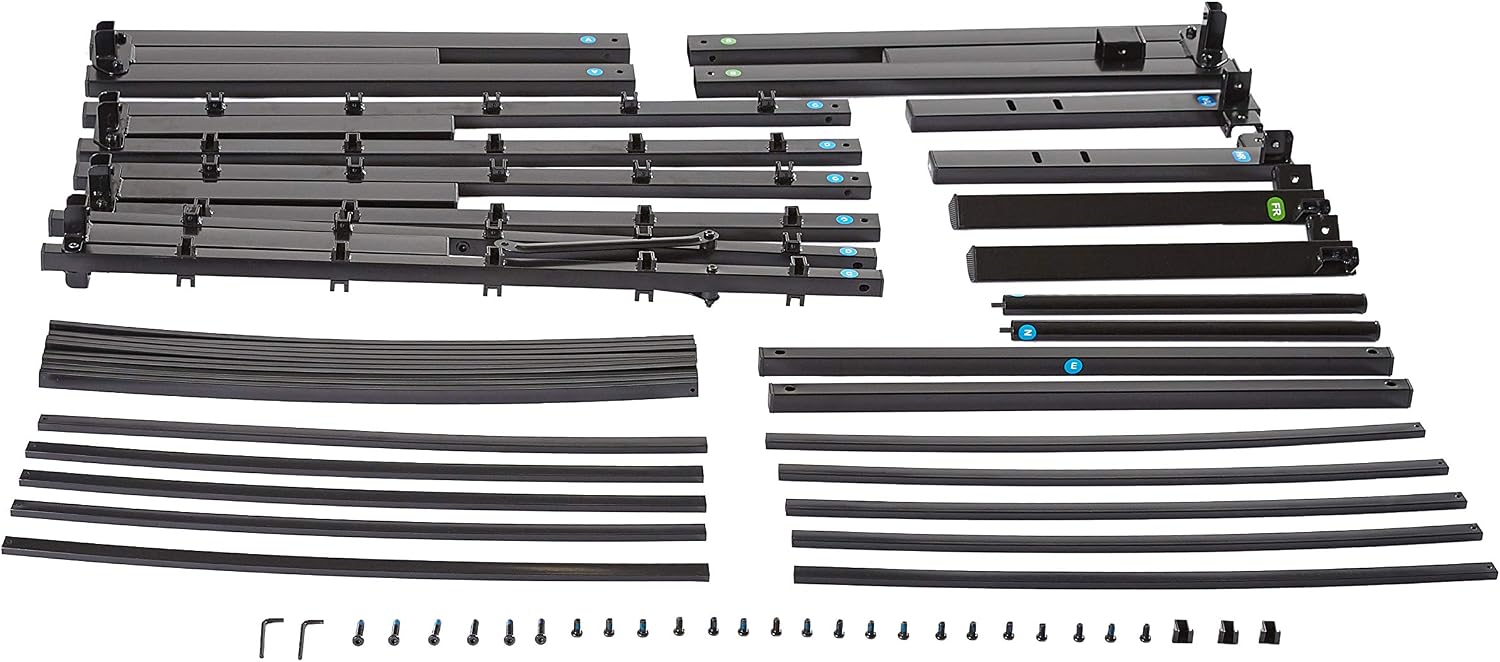 Amazon Basics Heavy-Duty Non-Slip Bed Frame with Steel Slats, 18' Height for Storage Space, Sturdy Support for Mattress, Easy Assembly, Queen, Black