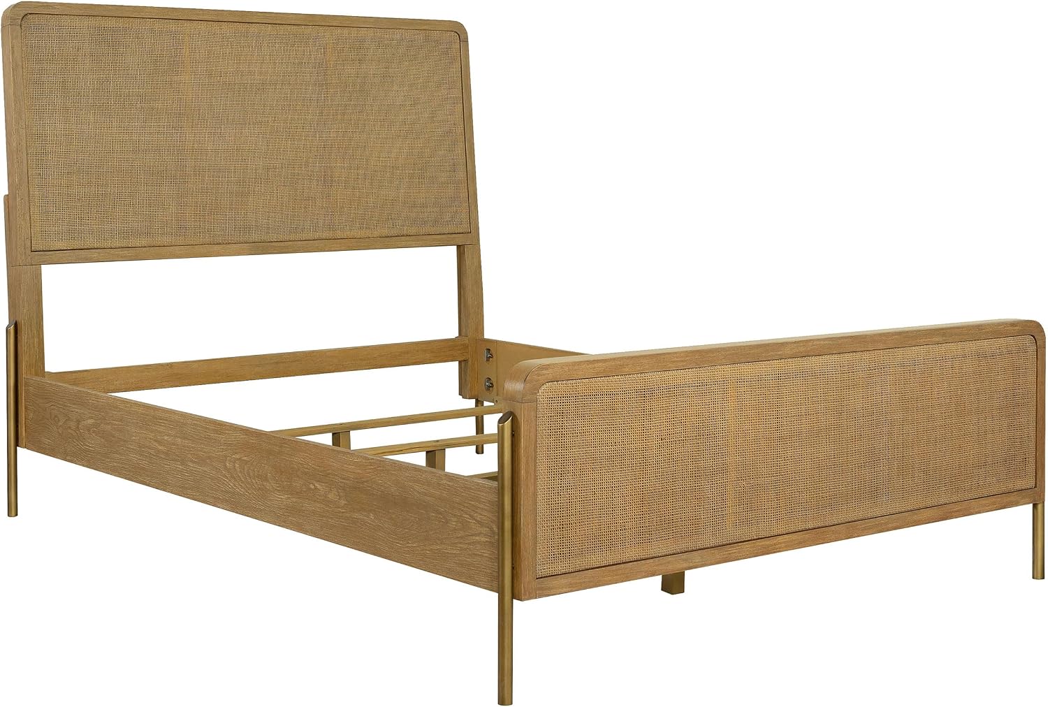 Coaster Home Furnishings - Arini - Wood - Rattan Eastern King Panel Bed with Woven Cane, Metal Tube Legs, and Tall Headboard - Bedroom - Sand Wash and Natural Cane - 224300KE