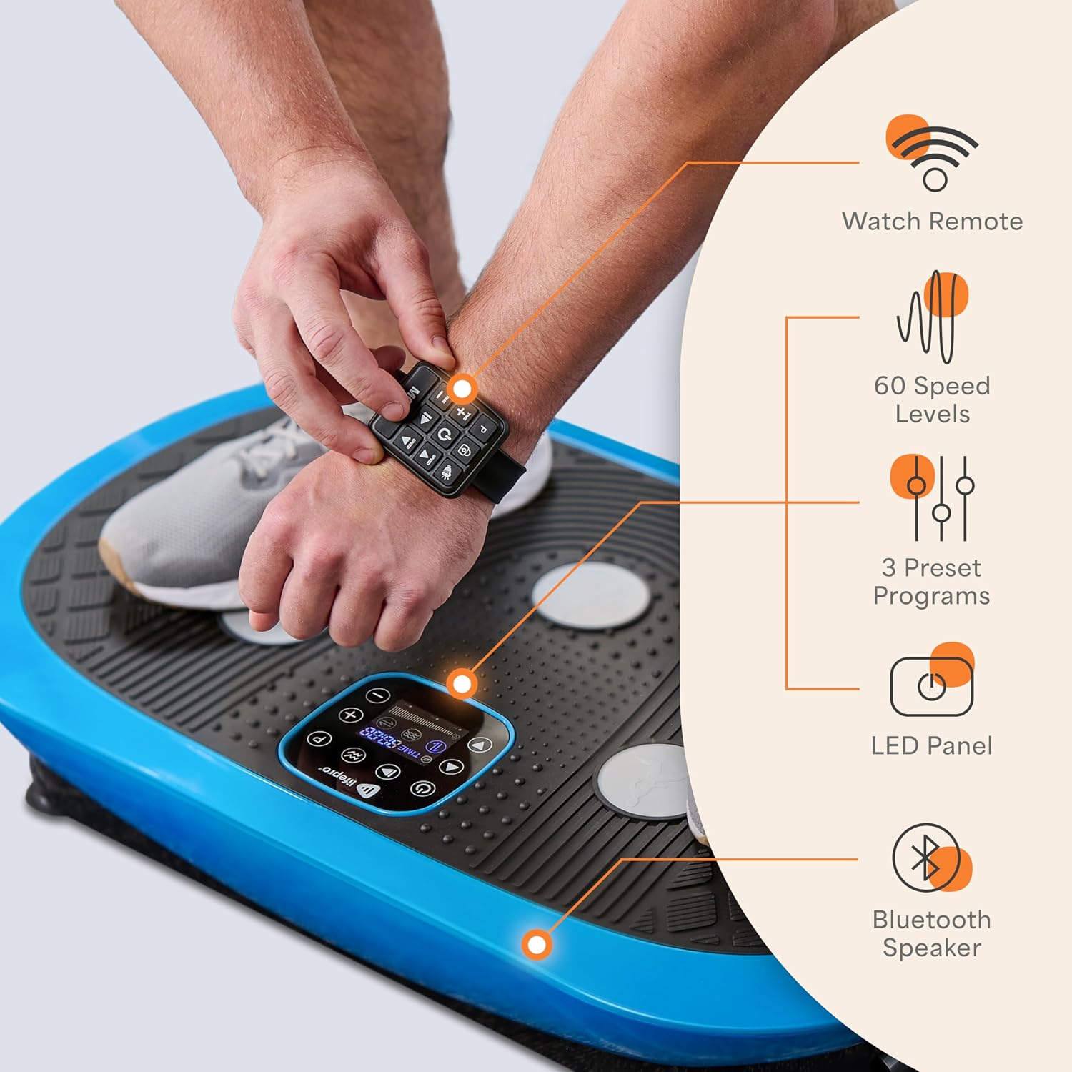 Lifepro 4D Vibration Plate Exercise Machine — Triple Motor, 7 Presets, 60 Speeds Rumblex Plus/Pro Vibrating Platform with Wrist Remote — Whole Body Shaker Vibration Plate for Lymphatic Drainage