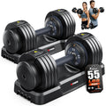 XDDIAS Adjustable Dumbbells Set of 2 for Strength Training, One-Hand Quick Adjust, 25/55/80/90 lbs Options, Anti-Slip Grip Handle, Compact Home Gym Weights for Men Women