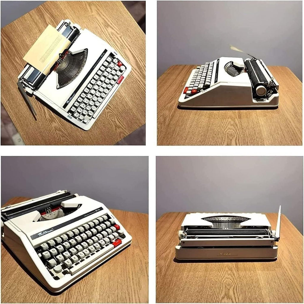 Traditional Portable Manual Typewriter, Classic Old-Fashioned Machinery Typewriter, Vintage Typewriter for Nostalgic Flow, Flexible Buttons Clear Handwriting with Case, Literary Retro Collection Gift