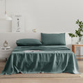EVERLY Linen Sheets Set Full Size,100% French Stonewash Pure Linen Bed Sheets,4Pieces (1Flat Sheet,1Fitted Sheet,2Pillowcase) Suitable for Hot Sleepers,Deep Pocket Natural Bedding Set-Aqua