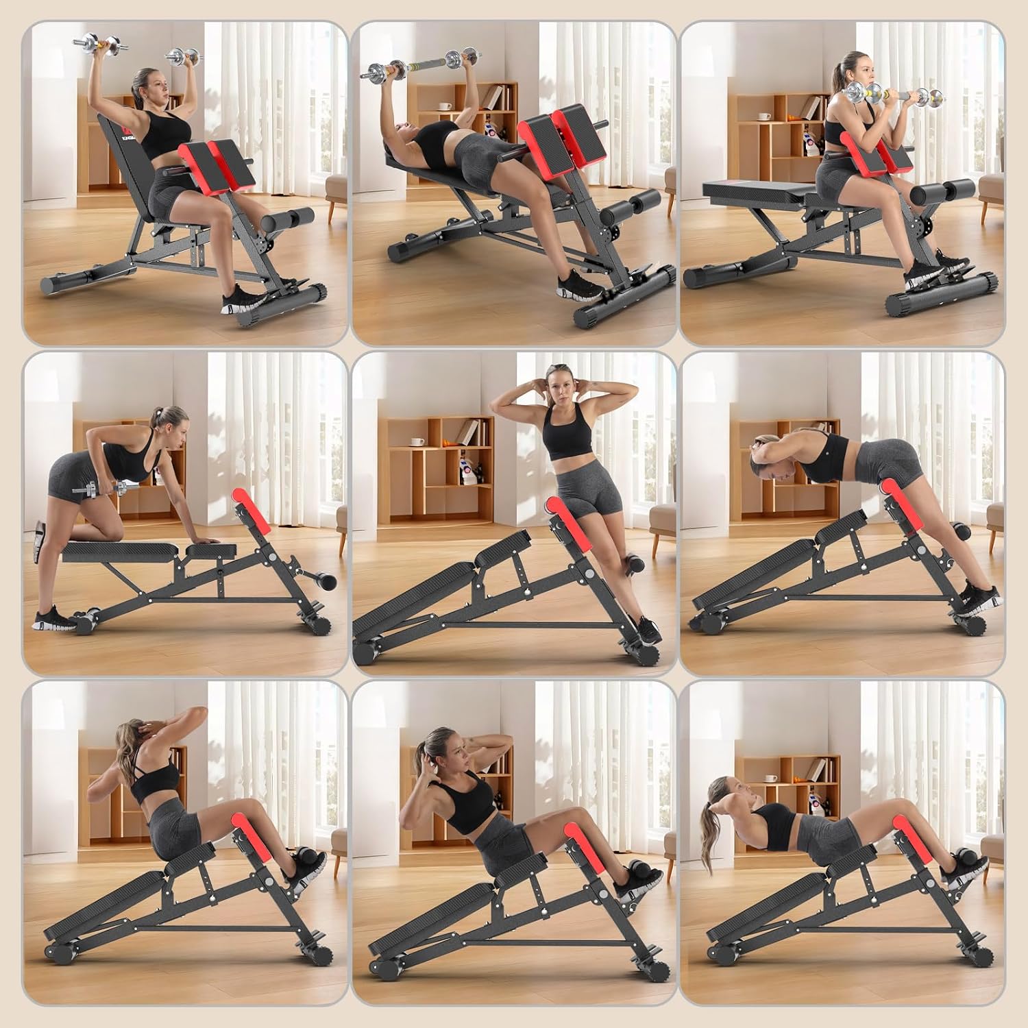 K KiNGKANG Adjustable Weight Bench,Multi-Functional Roman Chair for Full All-in-One Body Workout Hyper Back Extension and Sit up