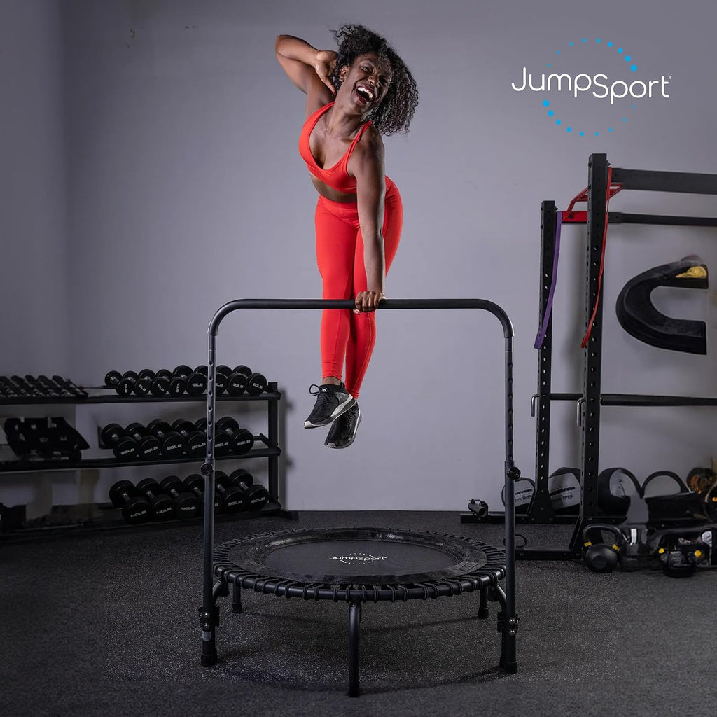 JumpSport 350 PRO 39 Inch Fitness Trampoline Indoor Rebounder Cardio Workout Equipment 300 lb Capacity