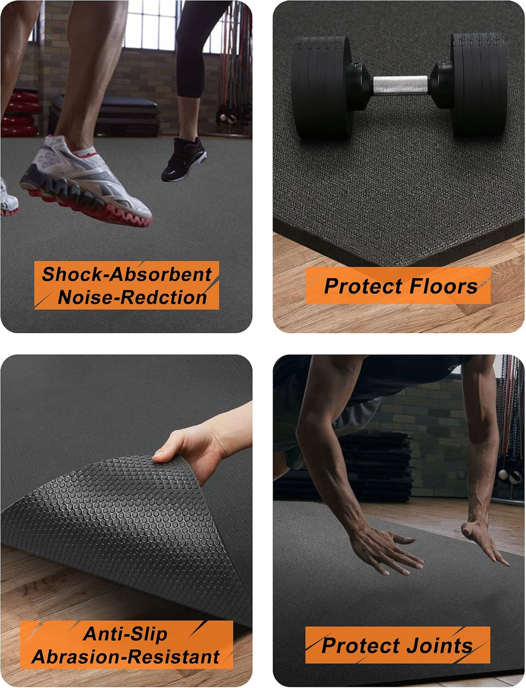 Large Exercise Mat 8'x5'|12'x6'|6'x4'|6'x2' Workout Mat for Home Gym Mats Exercise Heavy Duty Gym Flooring Fitness Mat Large Yoga Mat Cardio Mat for Weightlifting, Jump Rope, MMA, Shoe-Friendly