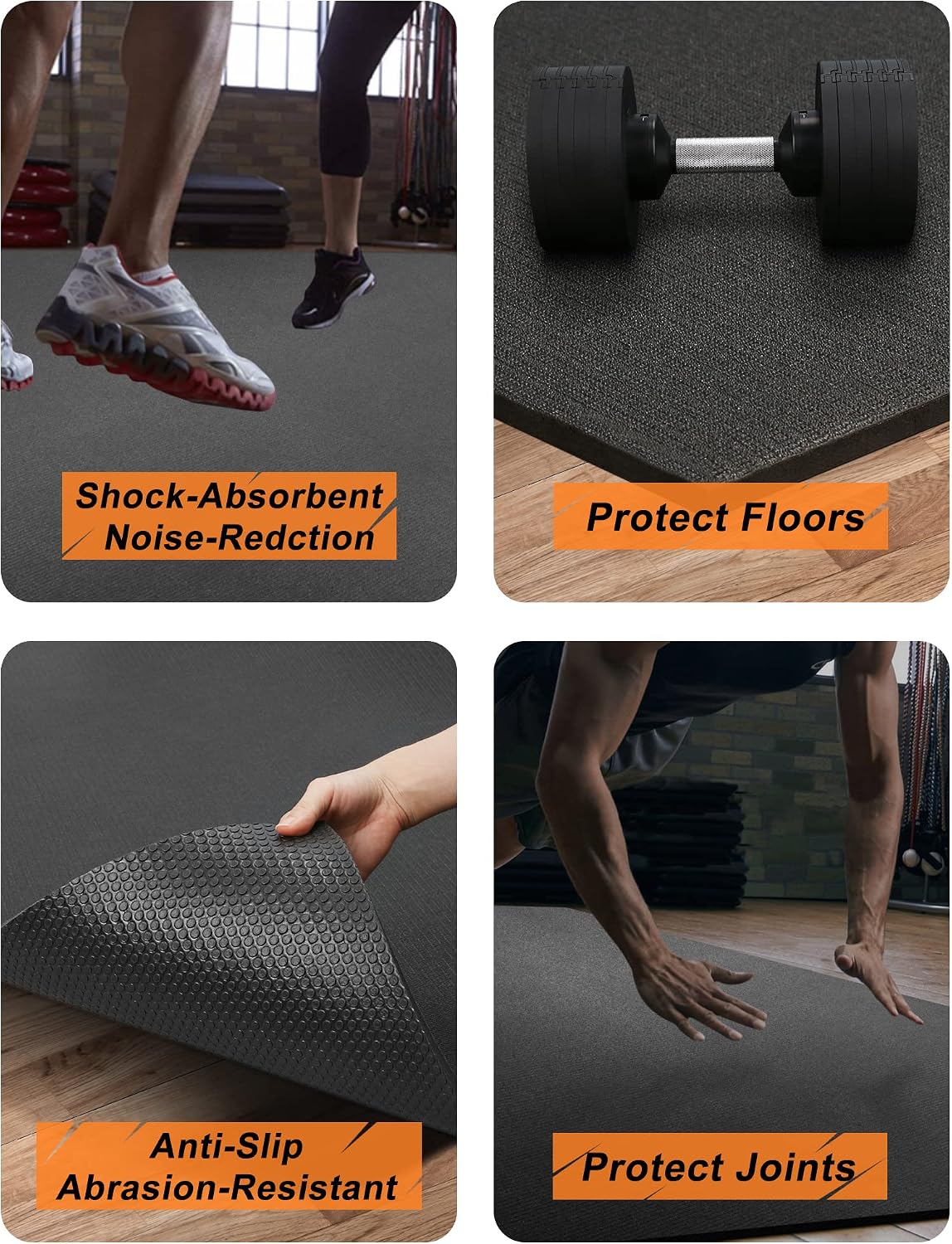 Large Exercise Mat 8'x5'|12'x6'|6'x4'|6'x2' Workout Mat for Home Gym Mats Exercise Heavy Duty Gym Flooring Fitness Mat Large Yoga Mat Cardio Mat for Weightlifting, Jump Rope, MMA, Shoe-Friendly