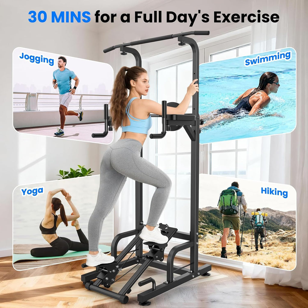 RELIFE REBUILD YOUR LIFE Power Tower Pull Up Bar Station Workout Dip Station for Home Gym Strength Training Fitness Equipment