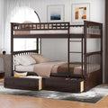 Harper & Bright Designs Full Over Full Wood Bunk Bed with Two Storage Drawers and Ladder, Convertible Storage Bunk Bed Can Be Divided Into Two Full Size Daybeds, Espresso