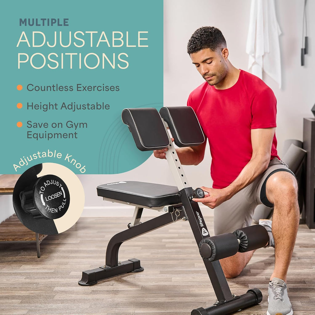 LifePro SculptTrainer Roman Chair with 330 lb Capacity — Incline Adjustable Hyperextension Bench for All-in-One Body Workout — Foldable Home Gym Back Extension Machine for Glutes, Core & Lower Back