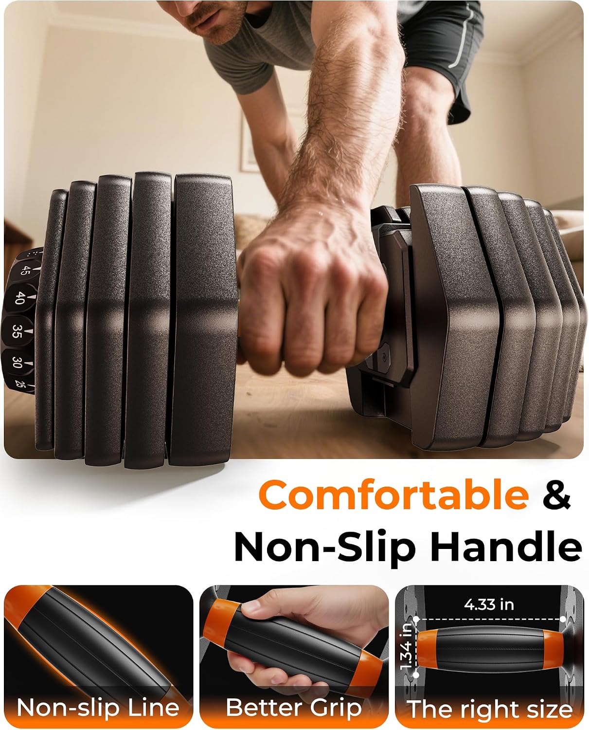 FEIERDUN DB1 QuickDial Adjustable Dumbbell Set, 15-in-1 Adjustable Weights with Storage Box & App, 105lb/52.5lb Quick Change for Drop Set, Superset & HIIT Home Gym, Non-Slip Handles, 3-year Aftersale Service
