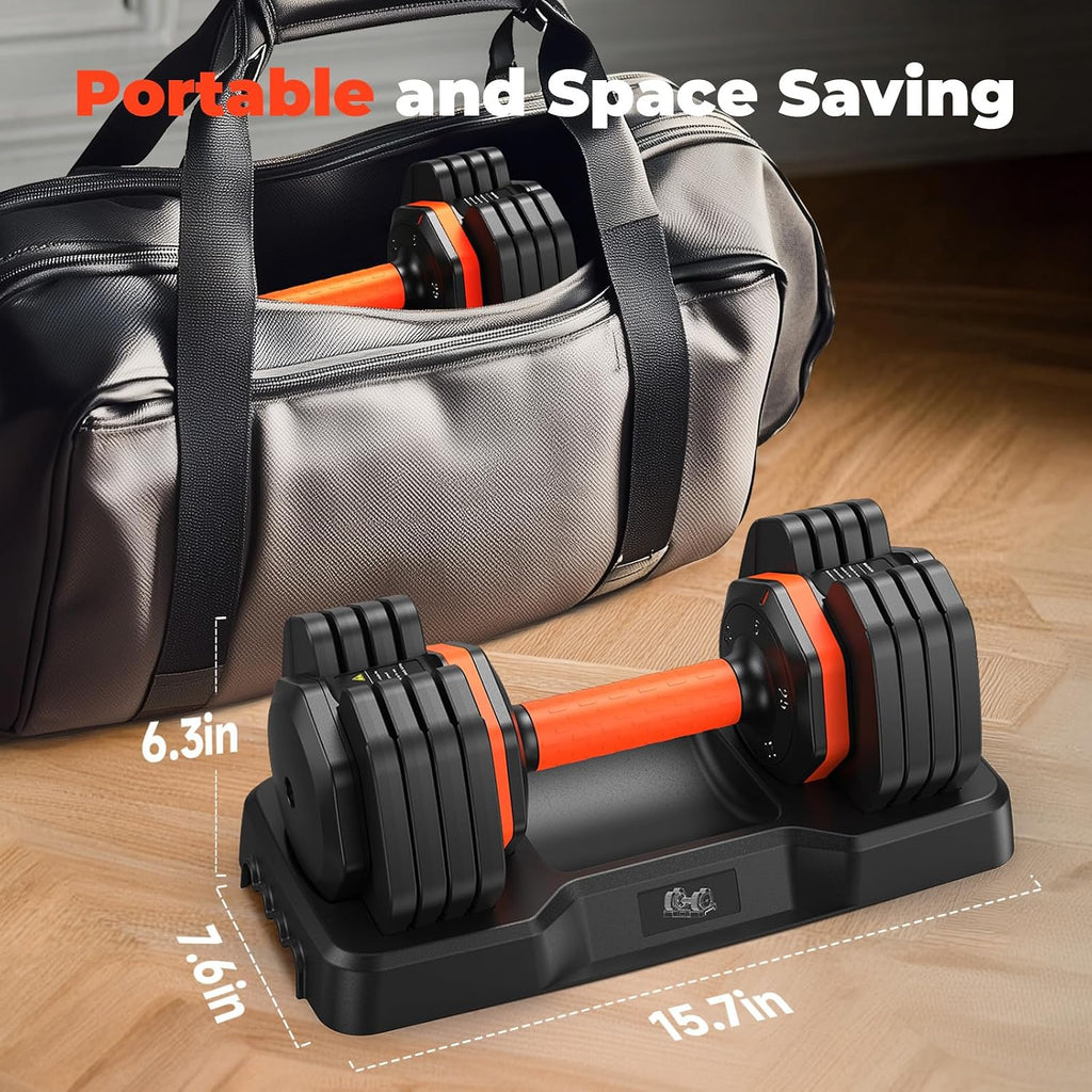 FLYBIRD Adjustable Dumbbell Set of 2, 110LB/50LB Weights Dumbbell Set for Home Gym Exercise & Fitness, Fast Change Weights with Anti-Slip Handle, Multiweight Options for Full Body Workout