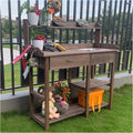 Planting Work Bench with Removable Sink with Storage Shelves and Drawer Gardening Bench Potting Table