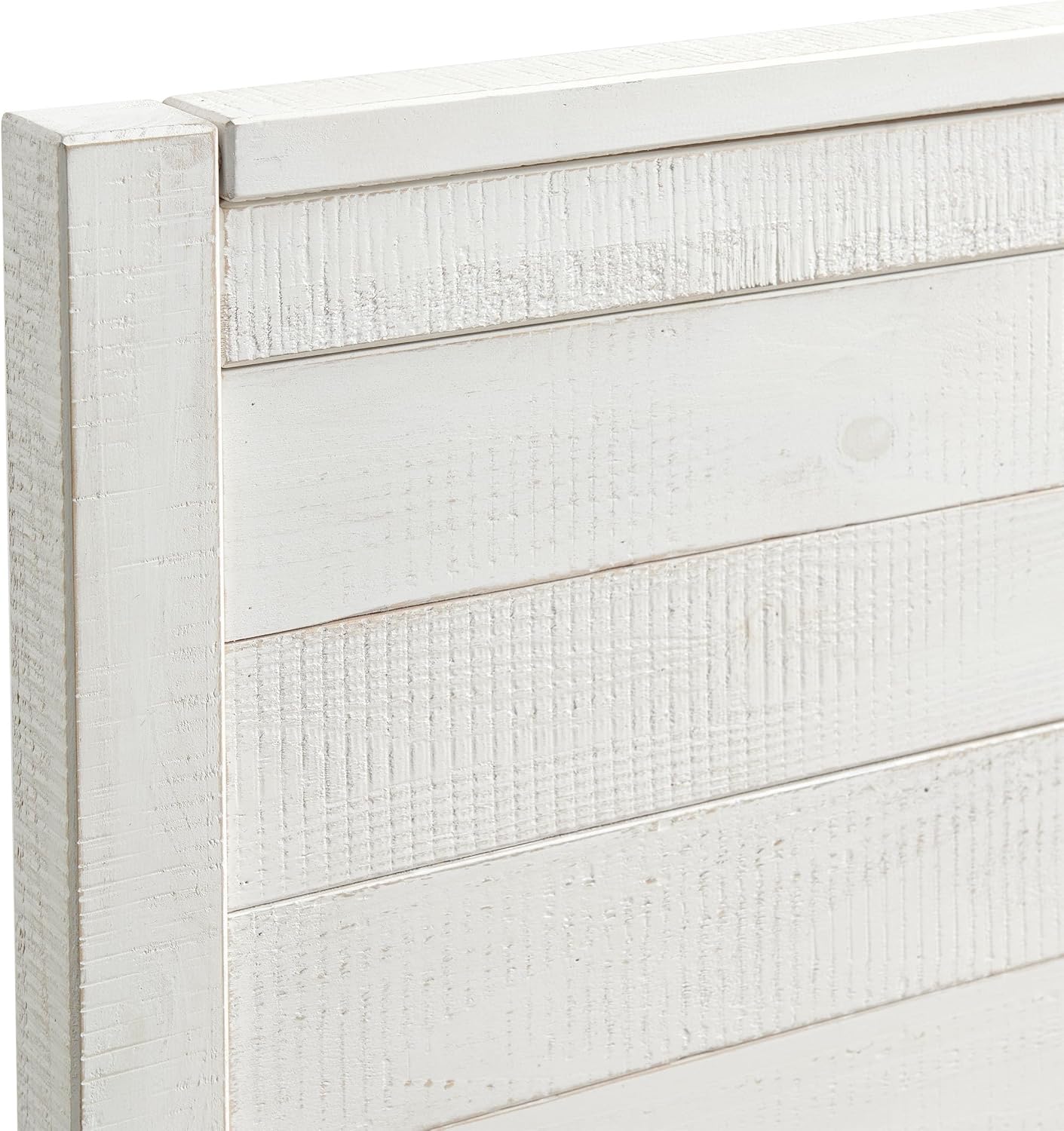 Alaterre Furniture Windsor Bed Frame with Headboard and Footboard - Solid Wood Twin Platform Bed Frame with Wood Slat Support - No Box Spring Needed, Easy Assembly (White Driftwood, Panel Headboard)