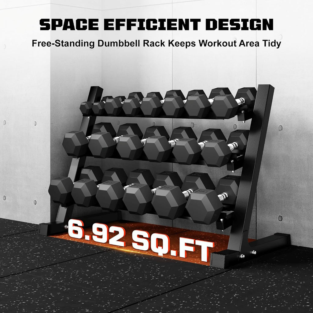 Dumbbell Sets with Rack, Rubber Hex Dumbbells, 160/220/280/360/450/550LBS, Hand Weights with Chrome Handle for Strength Training