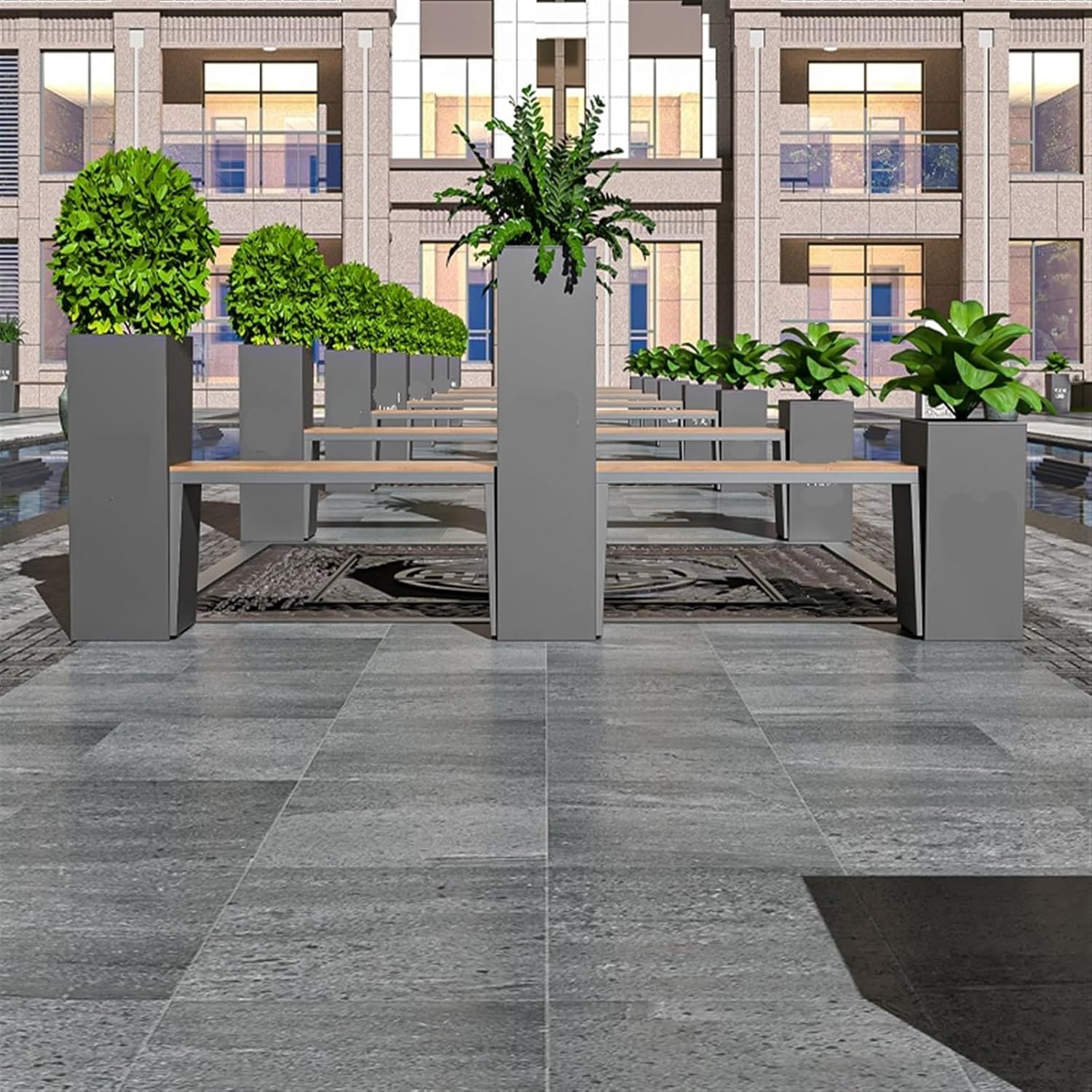 Bench with Planter Box, Outdoor Metals Raised Planter Bench and Garden Bench Combination Set Large Elevated Outdoor Garden Package includes 2 Benches and 3 Variable Height Planting Benches
